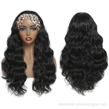 Shmily 100% Virgin Brazilian Headband Wigs,Cheap Wholesale Natural Human Hair Wigs For Black Women,None Lace Body Wave Wigs